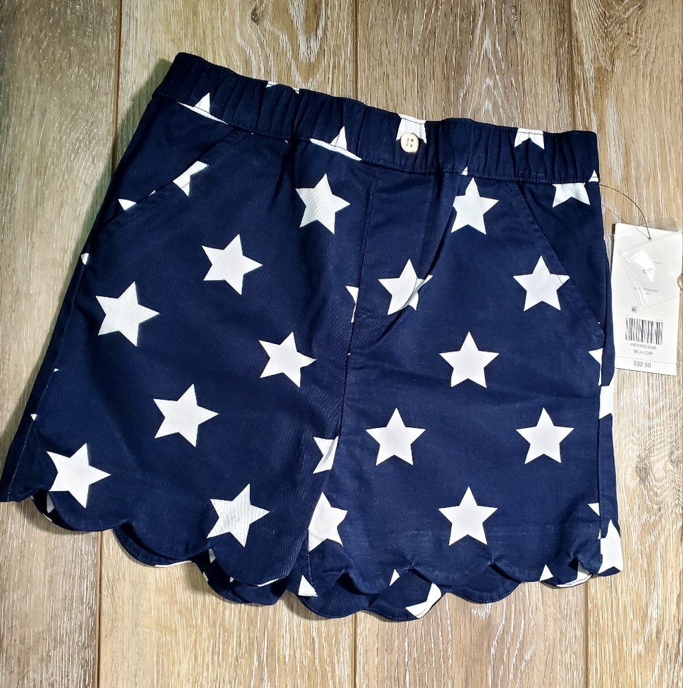 Crown & Ivy Girls Navy Star Print Scalloped Shorts Size 6X